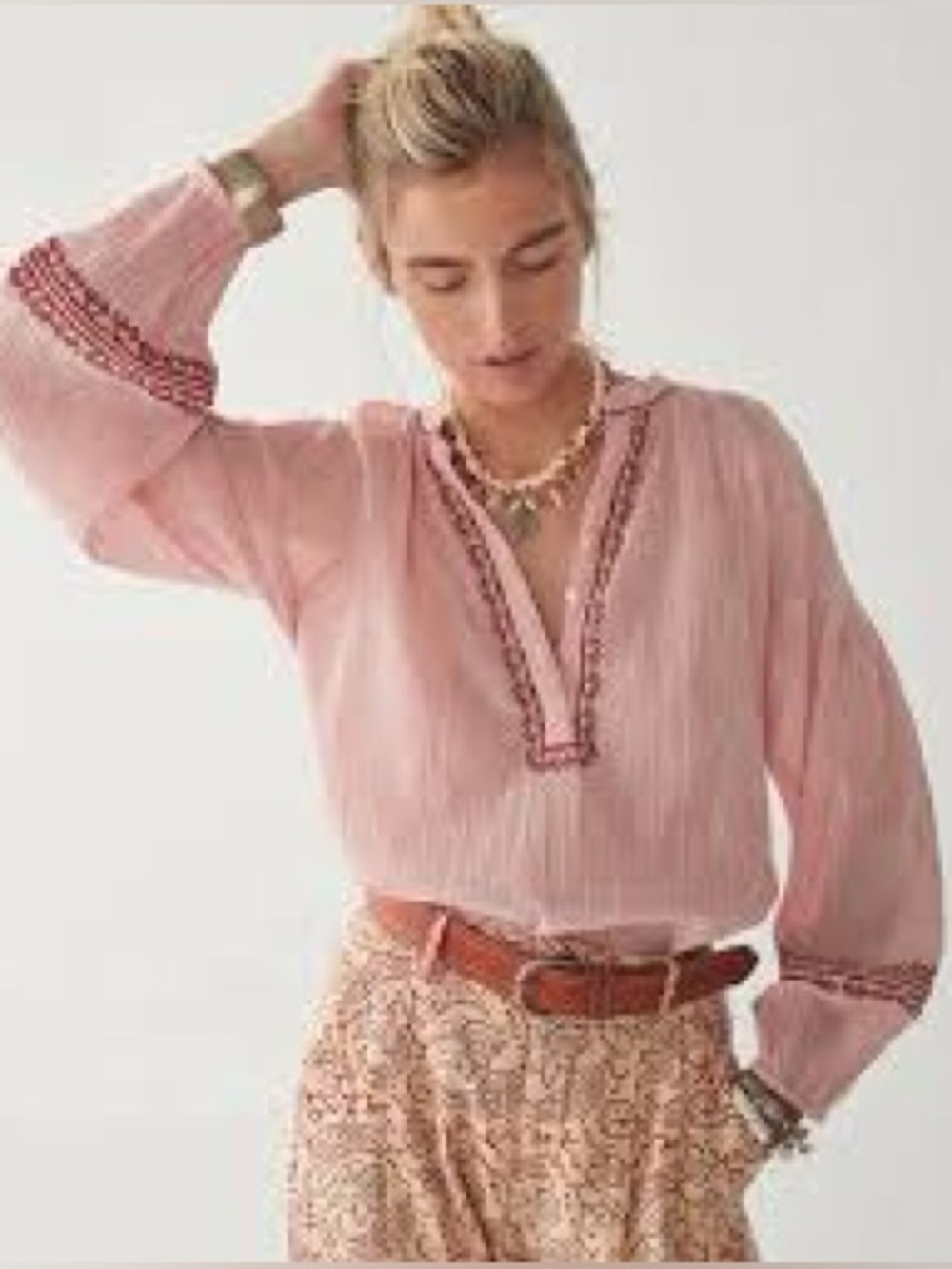 Maison Hotel Arlés Lina Provenza Crinkle Stripes Blouse Medium NWOT